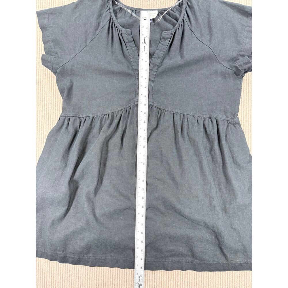 Universal Thread Black Linen Blend Split Neck Babydoll Tunic Blouse XL - Picture 9 of 9